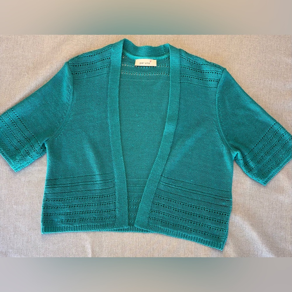 M & S Marks & Spencer Per Una KNIT summer CARDIGAN turquoise Size 42UK USA 10